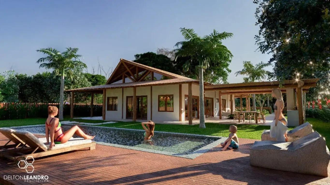 Positioned in the center of the land, which has access from both the main street and the back, which faces a beautiful golf course - which led to the house being reversed