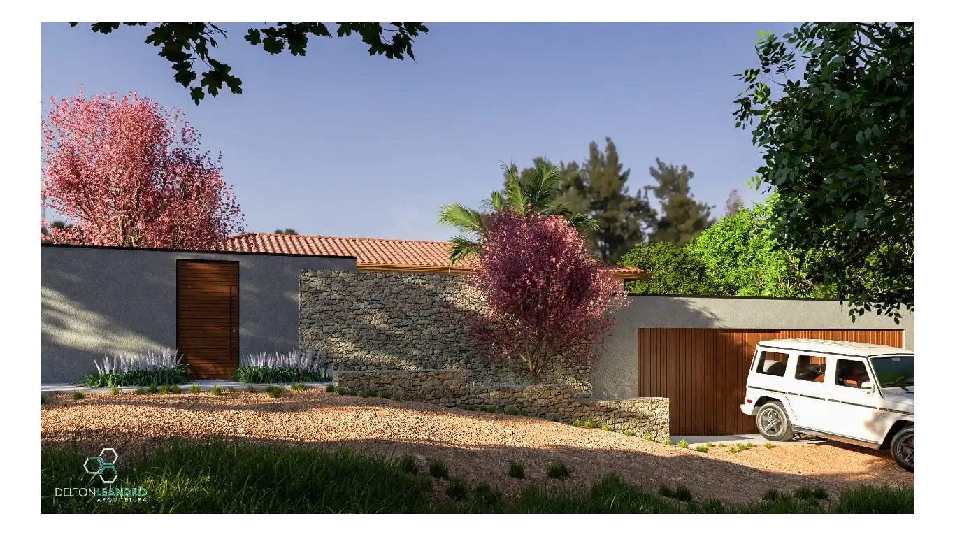 Casa de campo con una increíble vista a las montañas. La fachada discreta y minimalista fue diseñada para dar privacidad a los usuarios de este pequeño club de campo