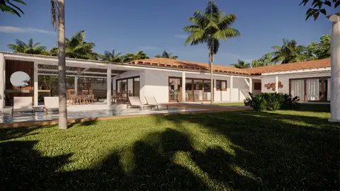 Inspirada no design das casas de pescador do sul baiano, essa casa mistura estrutura e revestimentos rústicos com alguns toques modernos