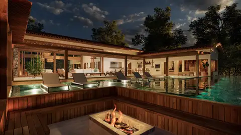 From all the vantage points, the view opens up to a preserved valley, reinforcing the constant connection with nature