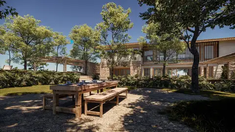 Una casa totalmente integrada al bosque, con una vista privilegiada al campo de golf, y una piscina para disfrutar desde el amanecer hasta el atardecer